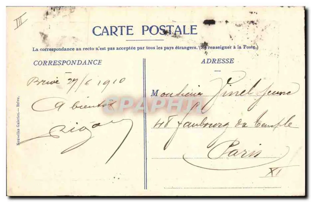Brive-la-Gaillarde — A Caixa de Economia — editor Nonvilles Galeries, n° não visível - Verso