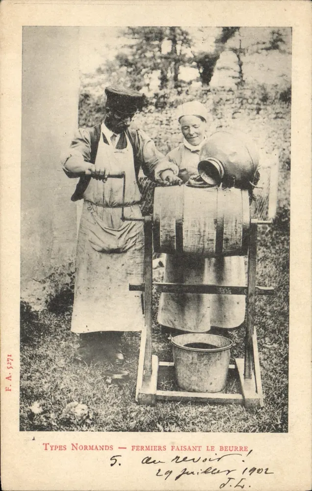 Tipos Normandos — Agricultores fazendo manteiga — F.A. 371 - Frente