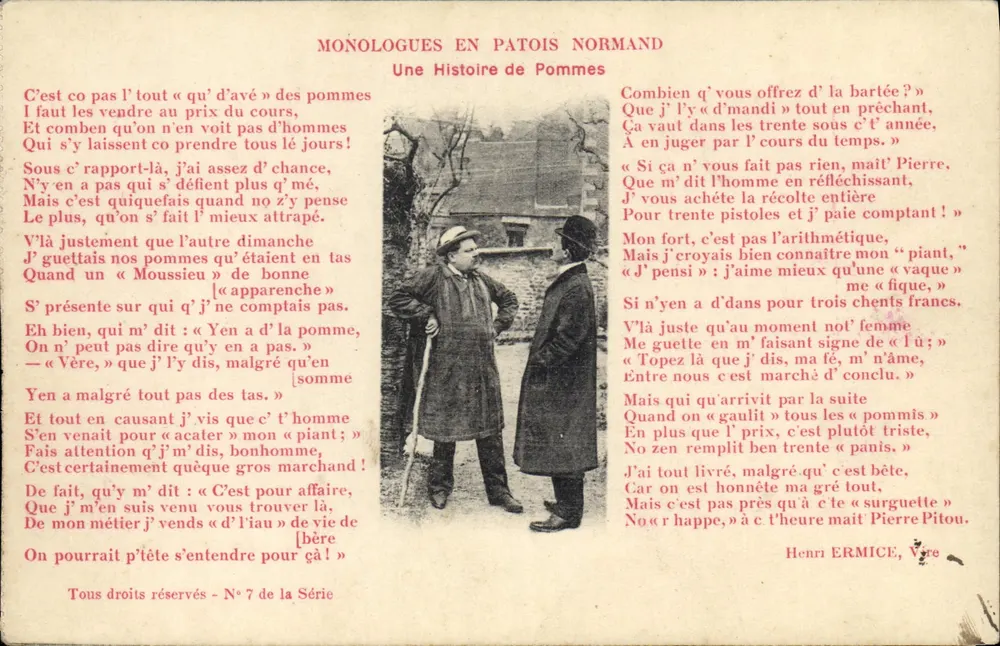 Monologe im normannischen Dialekt — Eine Geschichte von Äpfeln — Henri ERMICE, Vire — Nr. 7 der Serie - Vorderseite