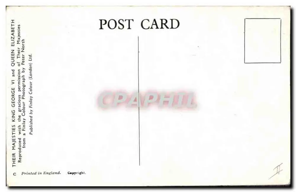 King George VI und Queen Elizabeth — Farbfotografie — Verlag: Finlay Colour (London) Ltd. - Rückseite