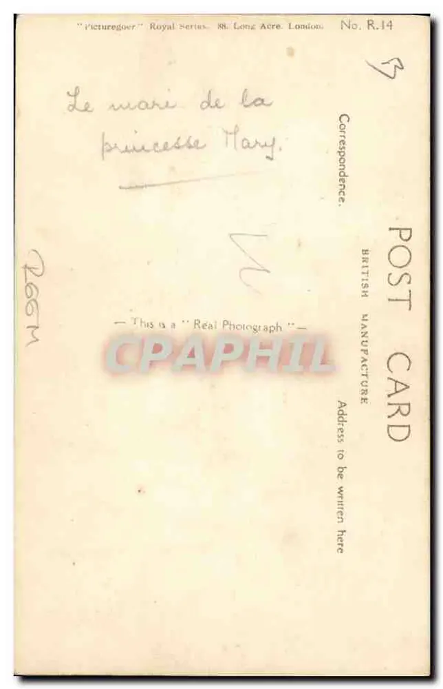 Der Rt. Hon. Viscount Lascelles — Photo Bassano — Königliche Serie, Nr. R.14 - Rückseite