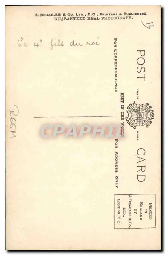 H.R.H. Prinz George — Portrait — Beagles Portcards 269.S - Rückseite