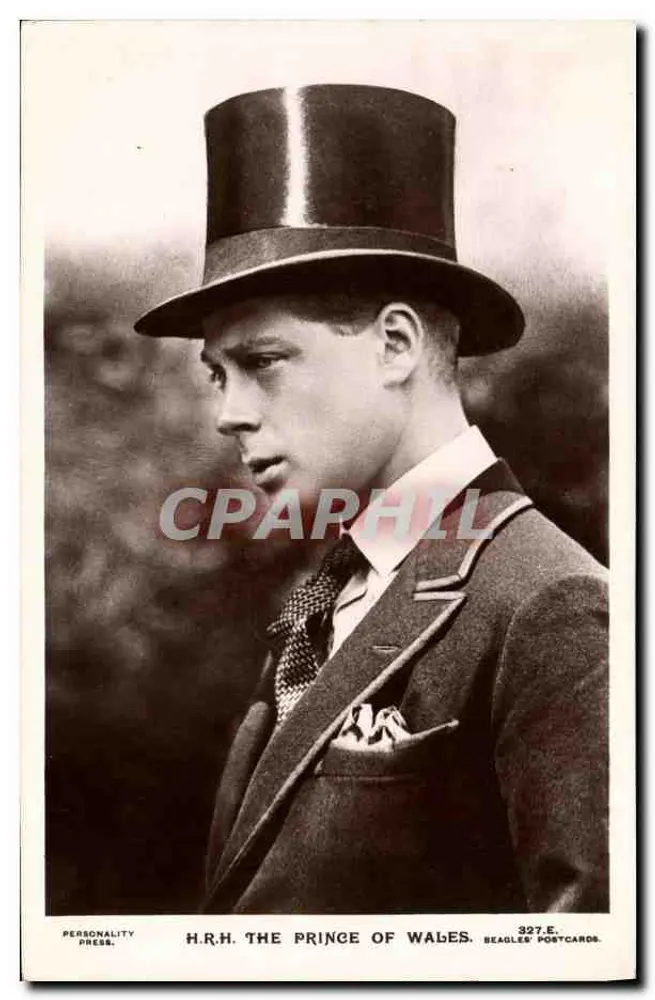 H.R.H. Der Prinz von Wales — in formeller Kleidung mit Zylinder — Beagles' Postcards n°327.E - Vorderseite