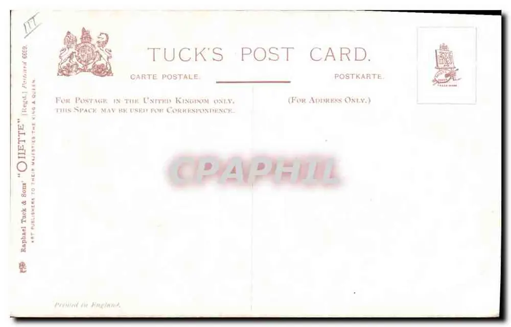 Sua Alteza Real o Rei Eduardo VII — Retrato — Tuck & Sons - Verso