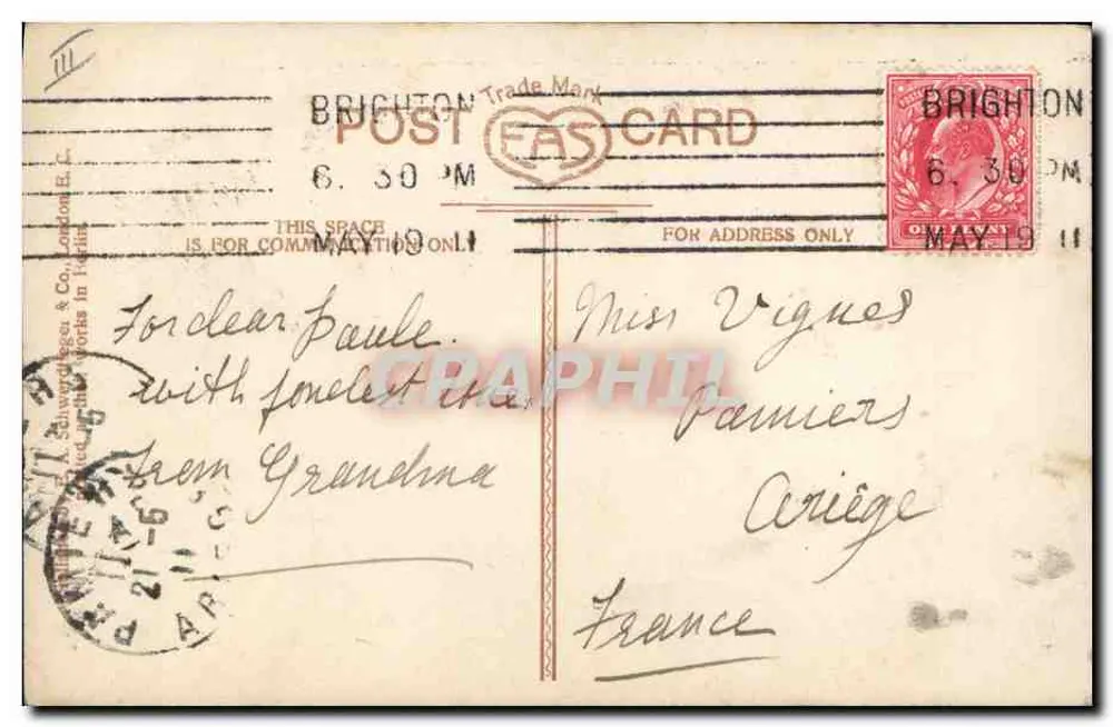 H.M. Queen Mary — em trajes de coroação — EAS, n° 3844 - Verso