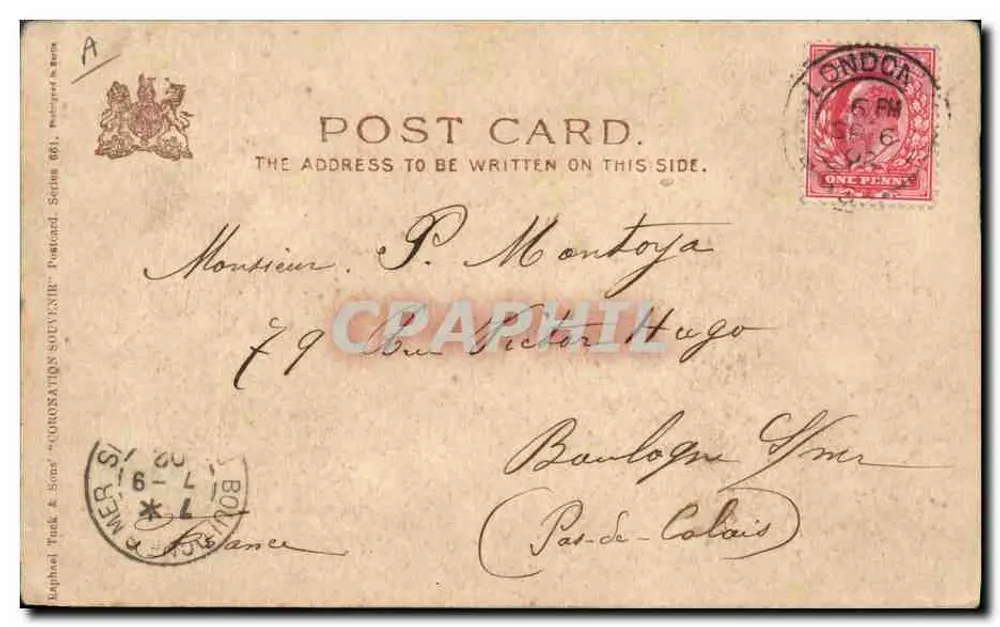 Les Sept Edwards Royaux — Edward VII au centre — éditeur Raphael Tuck & Sons - Verso