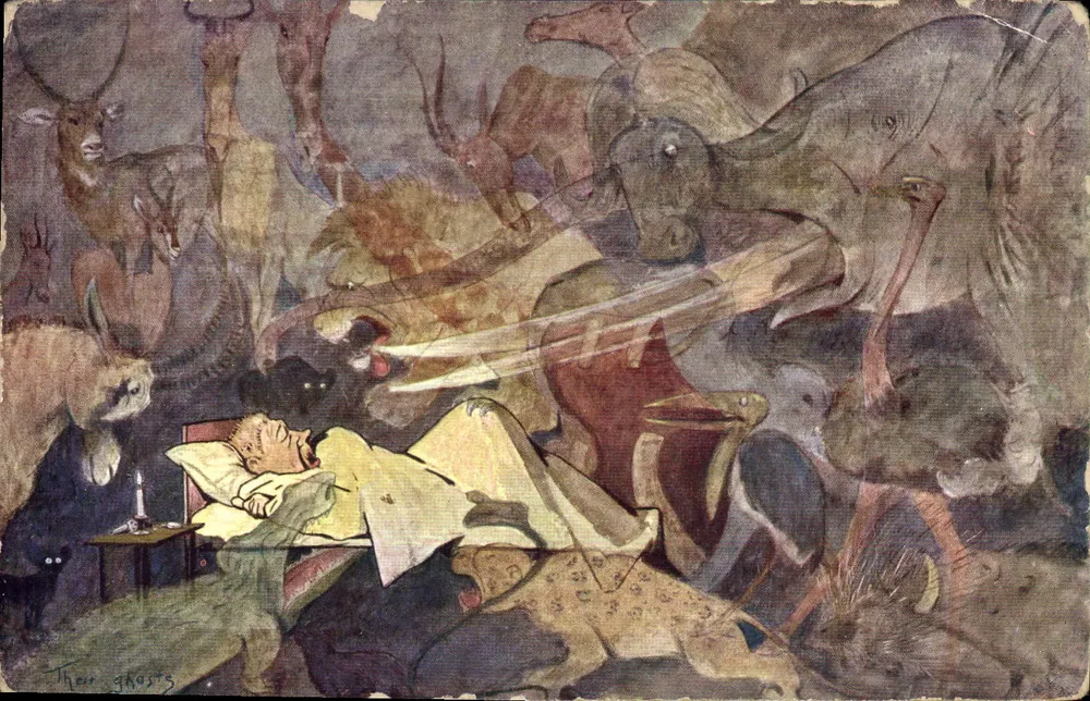 Specter von Tieren — geisterhafte Schlafszene — Verlag B. K. W. I. 954-15 - Vorderseite