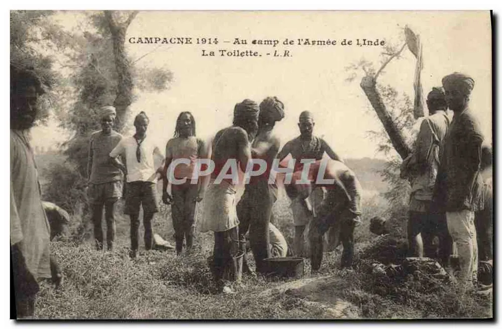 Kampagne 1914 — Auf dem Lager der indischen Armee — Die Toilette. - L.R. - Vorderseite