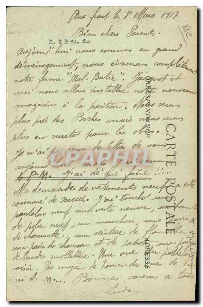 Paissy - Verleihung der Croix de Guerre — Sammlung A. G. R. Kriegsserie 1914-1917, n°23 - Rückseite