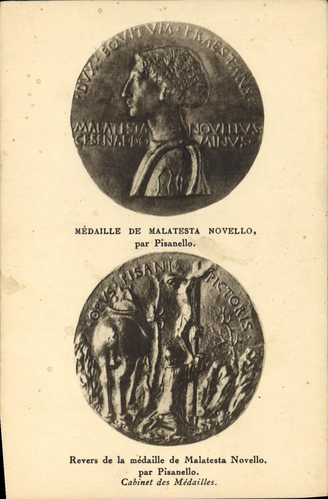 Medaille von Malatesta Novello — Rückseite — von Pisanello. Cabinet des Médailles. - Vorderseite
