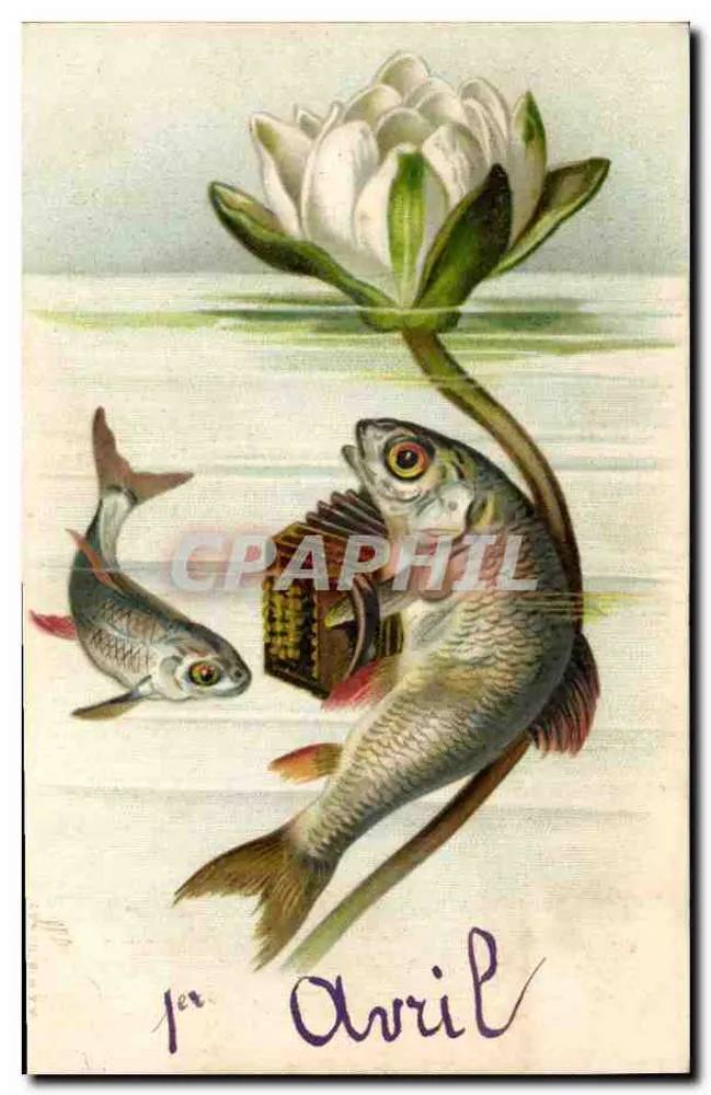 Peces y flor de loto — 1° de Abril — Edición no identificada - Anverso