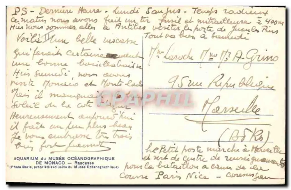 Lionsfisch — Aquarium des Ozeanographischen Museums von Monaco — Verlag Barla - Rückseite