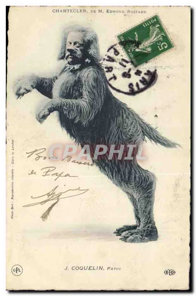 Chantecler von M. Edmond Rostand — Lithografische Reproduktion — J. Coquelin, Patou - Vorderseite
