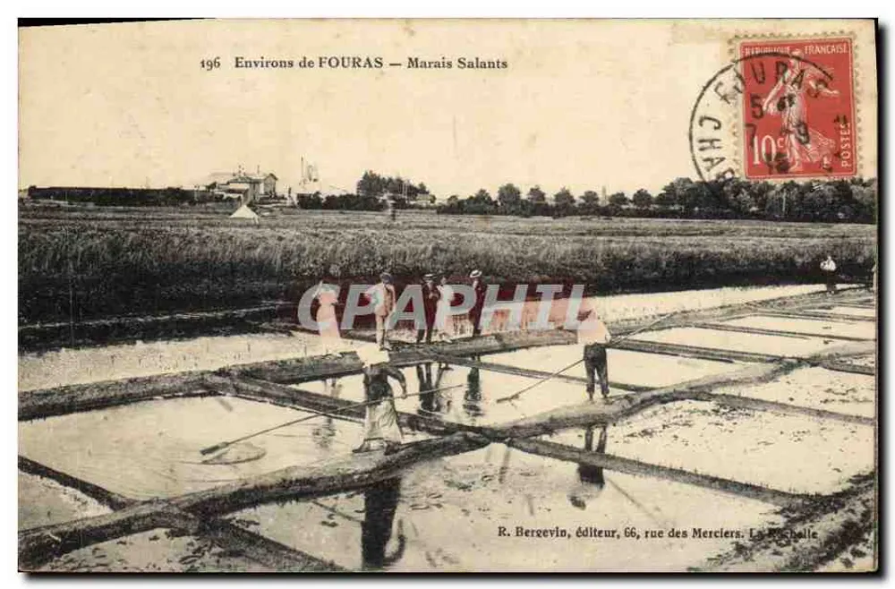 Arredores de FOURAS — Marais Salants — R. Berzevin, editor, 66, rue des Merciers, La Rochelle - Frente