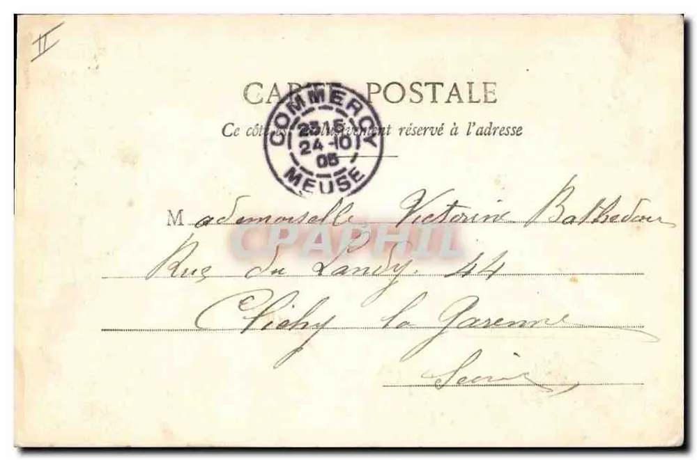 Commercy — A Caixa de Economia e comércios — Hotel de Paris, editor A.B.&Cie - Verso