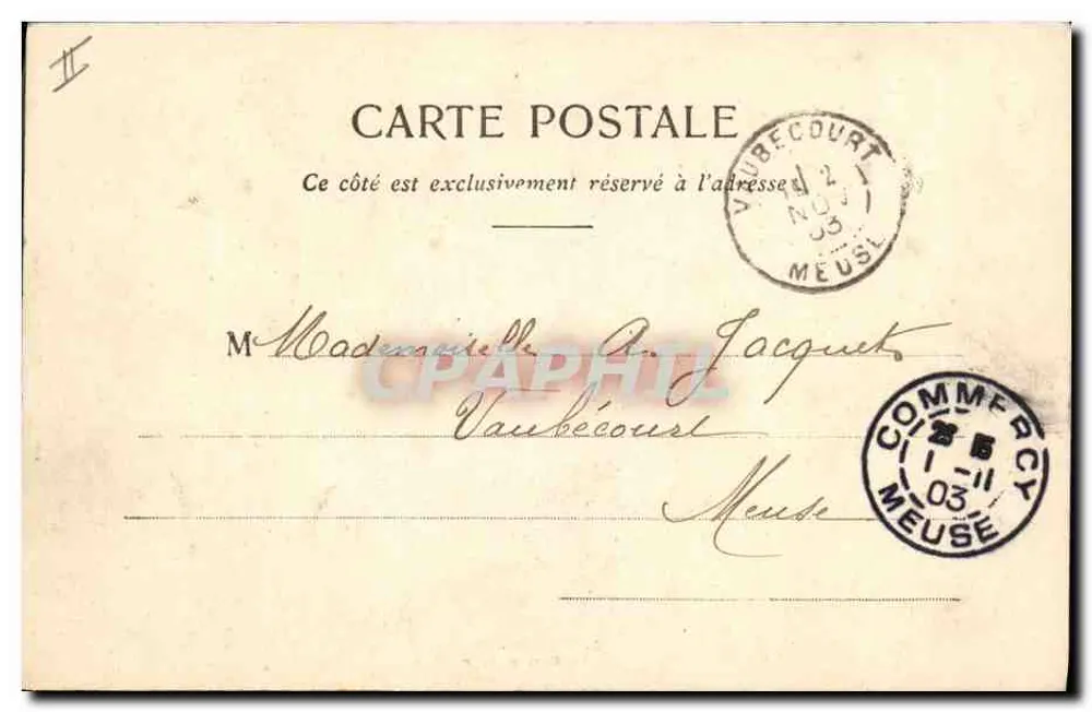 Commercy — A Caixa de Economia — Imp. M. Woud, Saint-Hilaire (Chapoix) N° 1284 - Verso