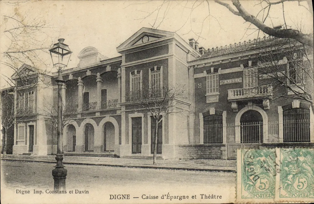 Digne — Sparkasse und Theater — Verlag Constans et Davin - Vorderseite
