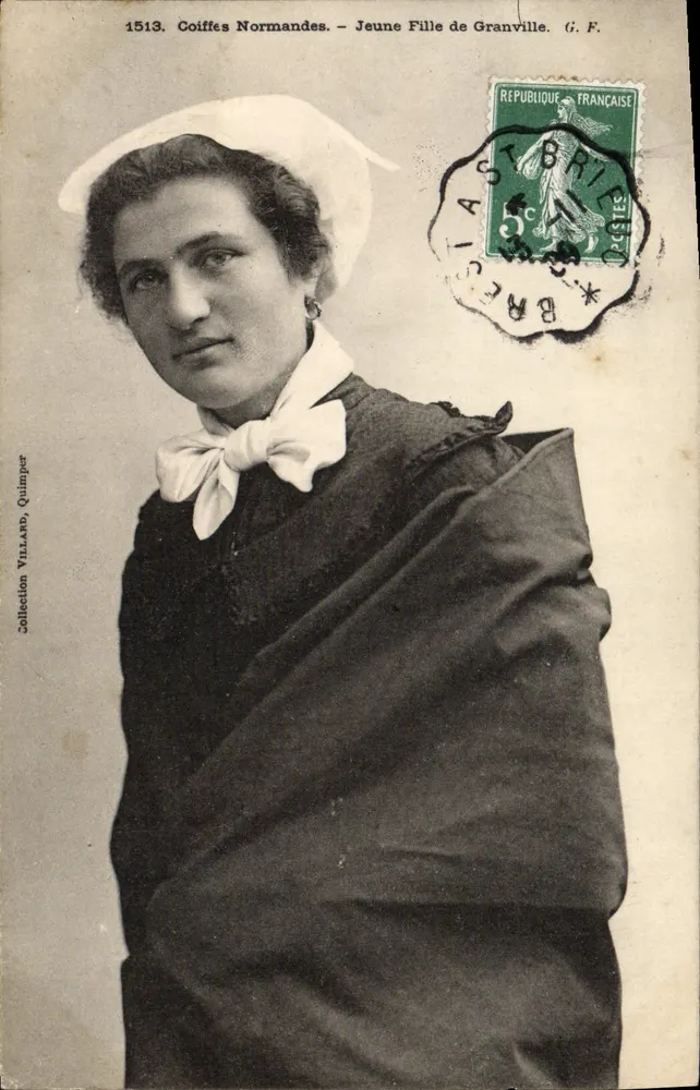 Normannische Kopftücher — Mädchen aus Granville — Sammlung Villand, Quimper - Vorderseite