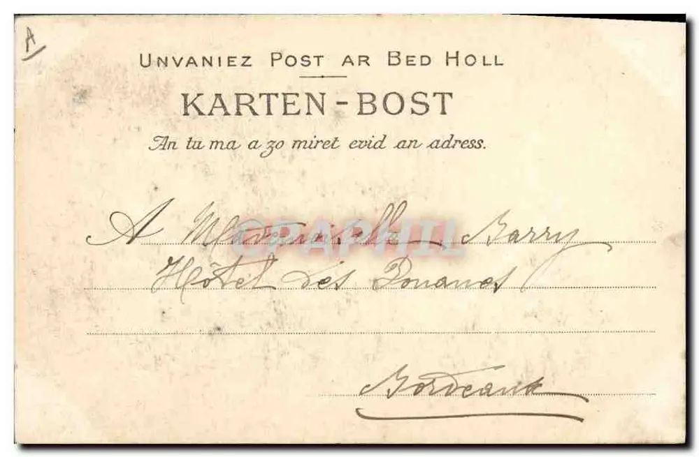 Normannische Kopftücher — Mädchen aus Granville — Sammlung Villand, Quimper - Rückseite