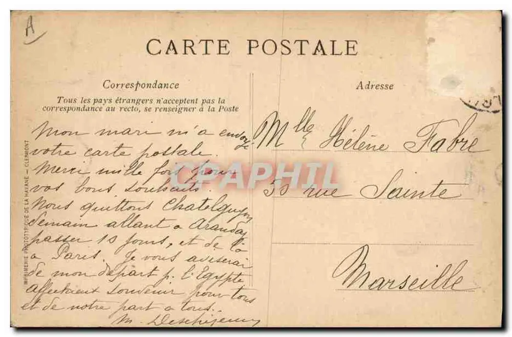Bourrée d'Auvergne — scène de danse folklorique en plein air — éditeur M. Delaunay, n° (1) - Verso