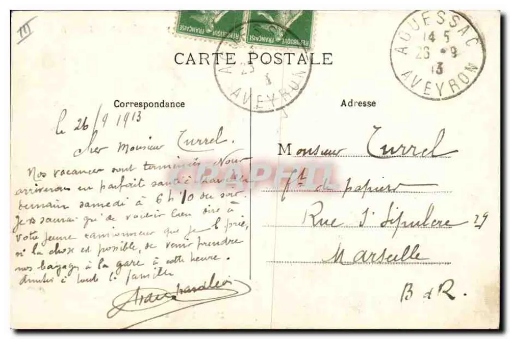 Bourrée de Aubergne — cena de aldeia com músico e dançarinos — Vis-à-Vis n°302 - Verso