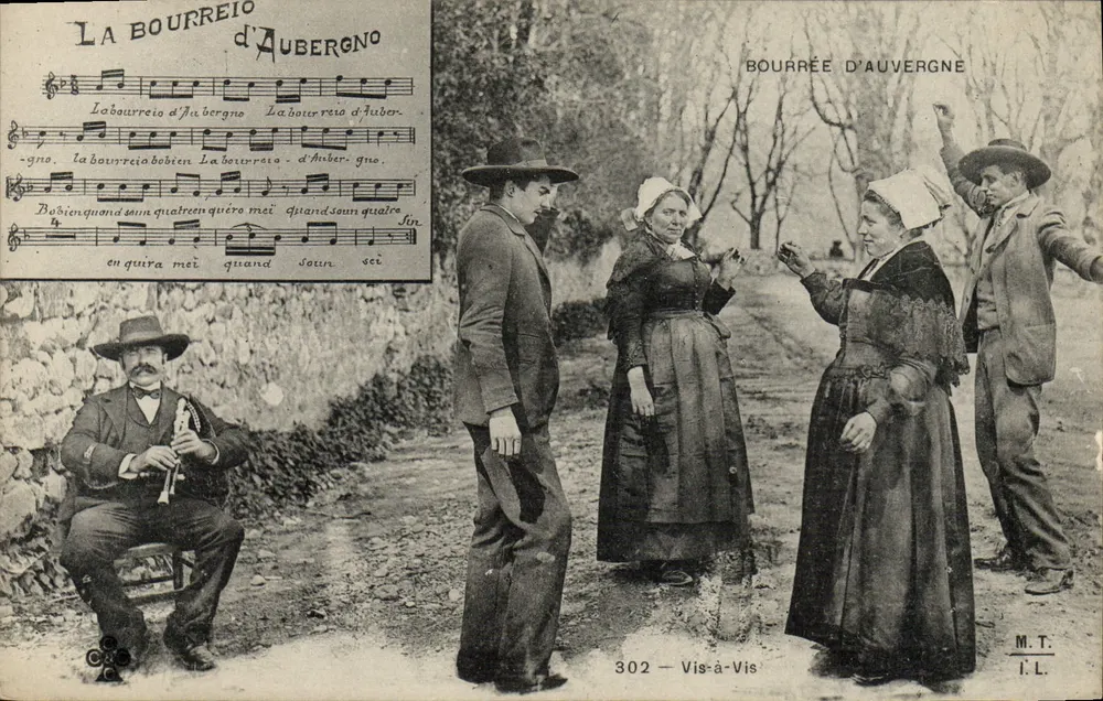 Bourrée d'Auvergne — scena tańca i muzyki — M.T. Vis-à-Vis n°302 - Awers