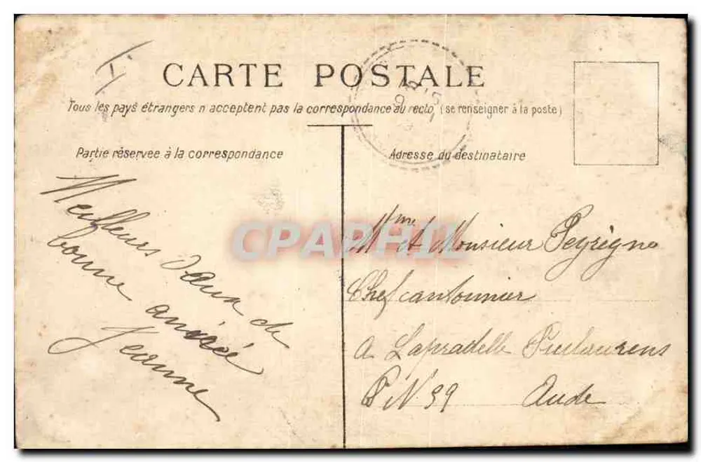 Jeune femme jouant d'un instrument de musique — scène forestière — éditeur Morand Rémining - Rückseite