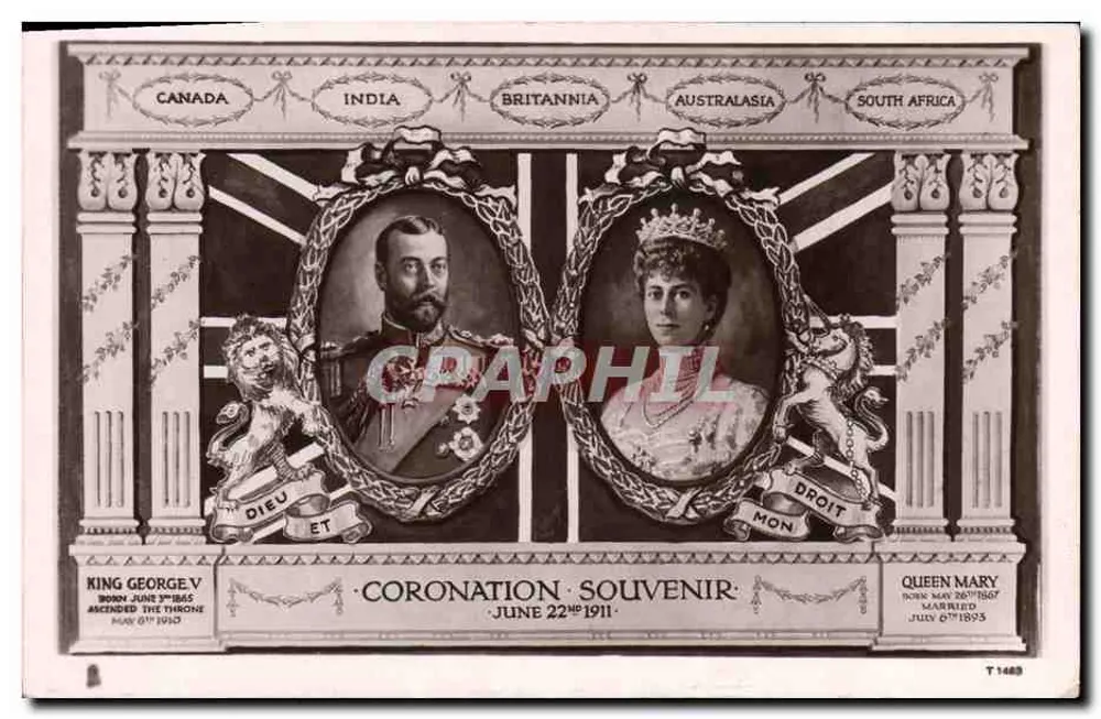 König George V und Königin Marie — Erinnerungskarte zur Krönung — Tuck's Post Card T 1483 - Vorderseite