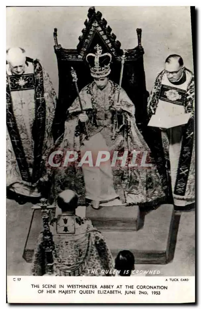 Die gekrönte Königin — Krönung der Königin Elizabeth in der Westminster Abbey, Juni 1953 — Tuck Card n° C 17 - Vorderseite