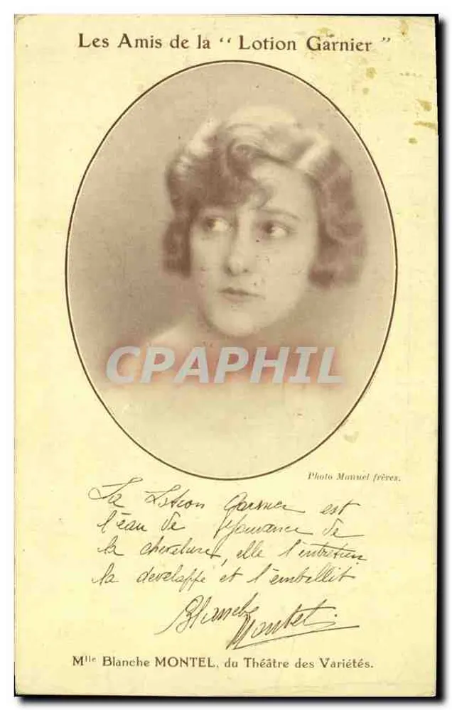 Mlle Blanche Montel — Portrait — Photo Manuel frères - Vorderseite