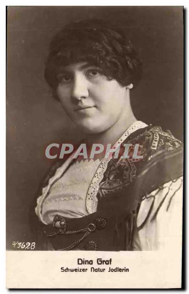 Dina Graf — Schweizer Naturalp-Sängerin — anonyme Phototypie, Nr. 4/3628 - Vorderseite