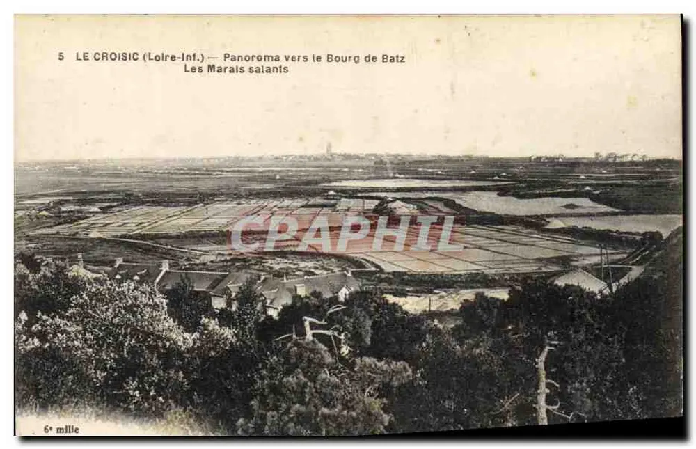 Le Croisic (Loire-Inf.) — Panorama zum Dorf Batz — Die Salzseen — 6. Tausend - Vorderseite
