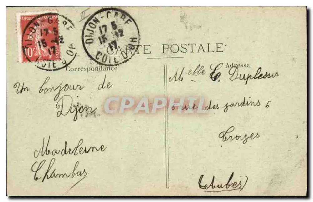 Dijon — Caisse d'Epargne — Editor desconhecido, n° 46 - Verso