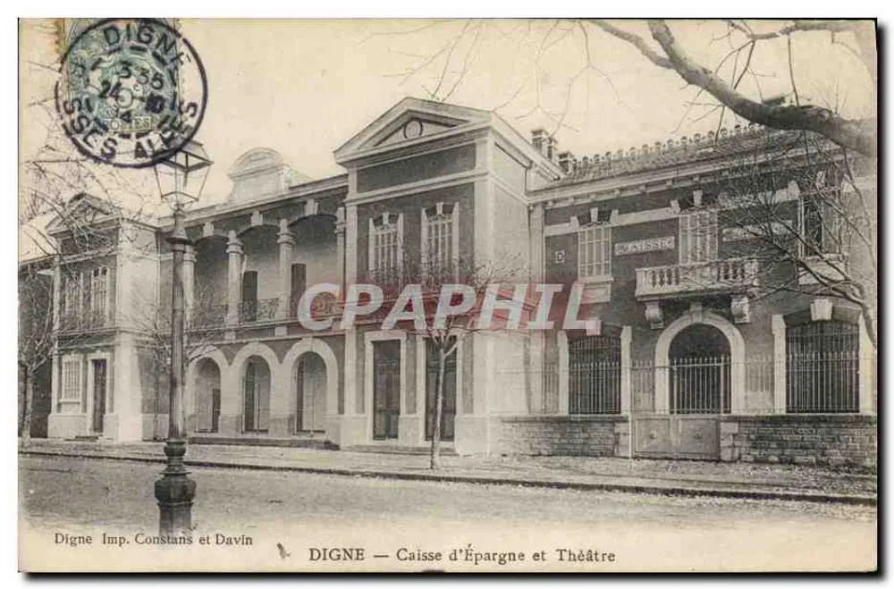 Digne — Sparkasse und Theater — Verlag Constans et Davin - Vorderseite