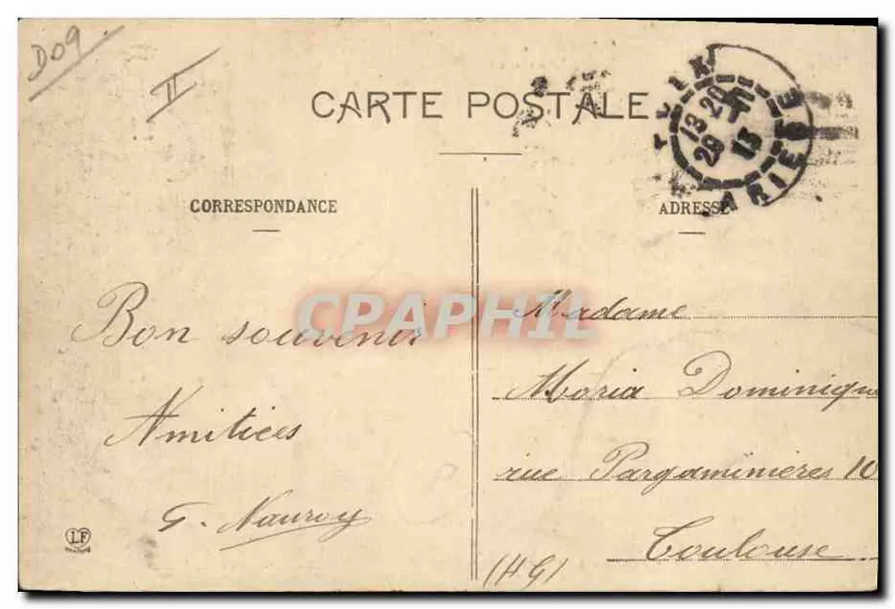 La Caisse d'Épargne à Foix — éditeur Phototypie Laccourie Frères, Toulouse, n° 1274 - Verso