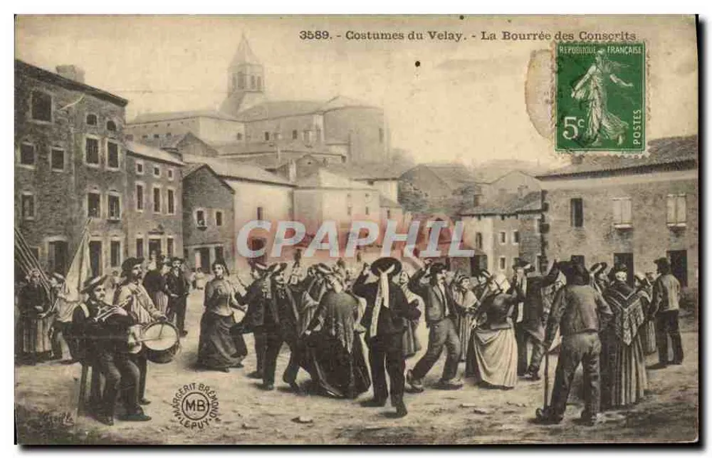 Trajes do Velay - A Bourrée dos Conscripts — Editor: Léonard & Cie, n° 3589 - Frente