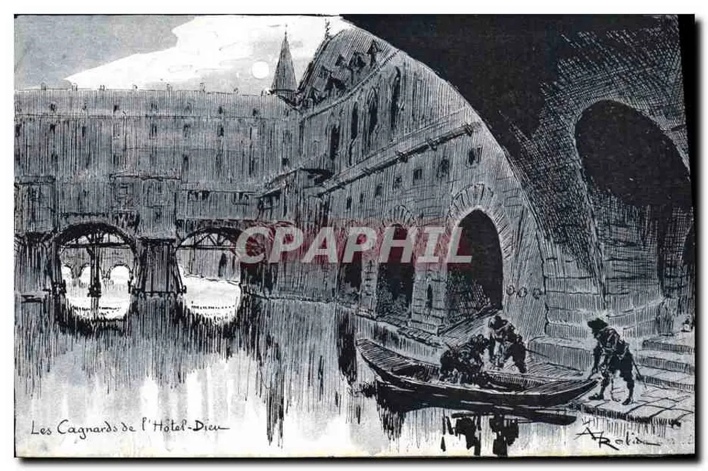Die Cagnards des Hôtel-Dieu — Kupferstich von A. Apolis — Serie P - Vorderseite