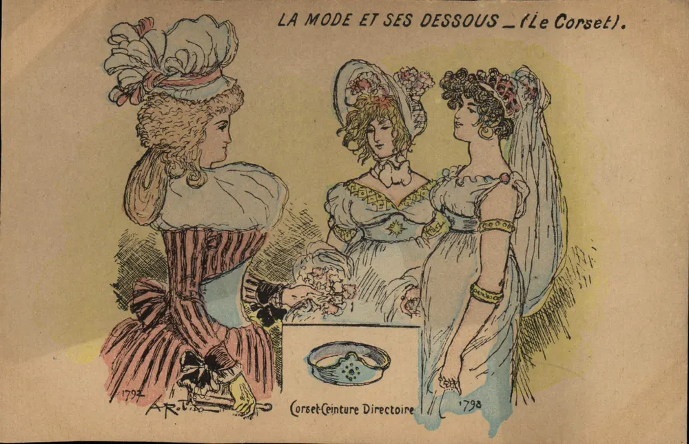 La Mode et ses Dessous — (Le Corset) — Corset-Ceinture Directoire, éditeur A. Roty, n° 1798 - Recto
