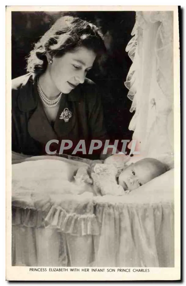 Prinzessin Elizabeth mit ihrem Sohn Prinz Charles — Tuck's Post Card, Serie A - Vorderseite