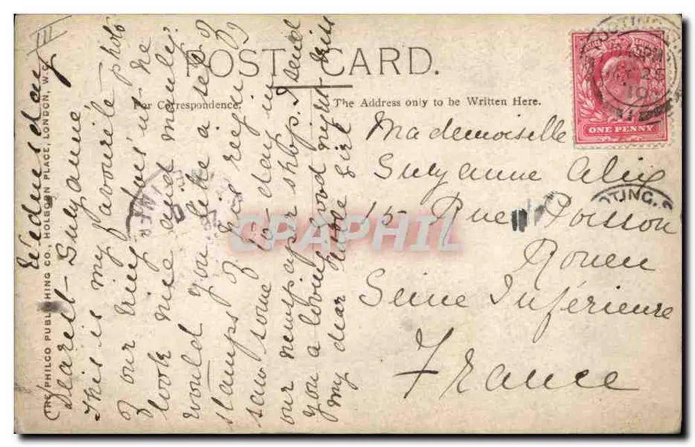 Le défunt roi Edward VII — portrait en uniforme — éditeur Stuart Richmond, série Philco 3267 E - Verso