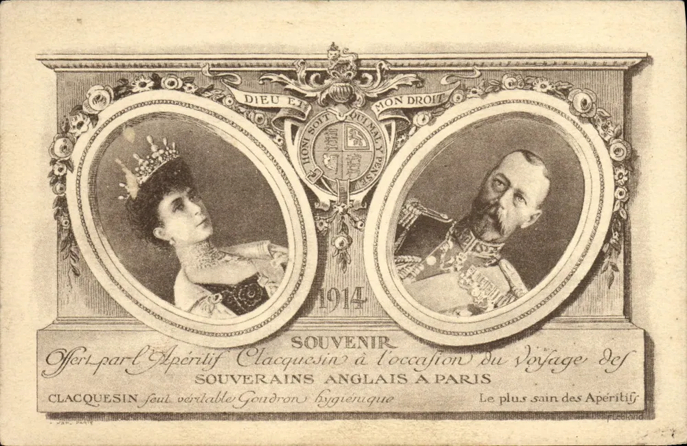 Retrato dos soberanos ingleses — 1914 — Apéritif Clacquesin - Frente