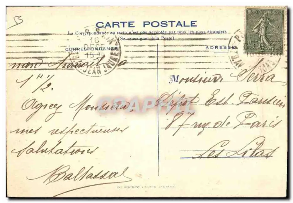 Portrait de Georges V — dans un cadre gothique orné — éditeur 'L'ISSÉ SOIE' et modèle déposé - Verso