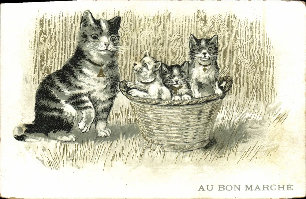 Katzen — Werbeillustration — Au Bon Marché - Vorderseite