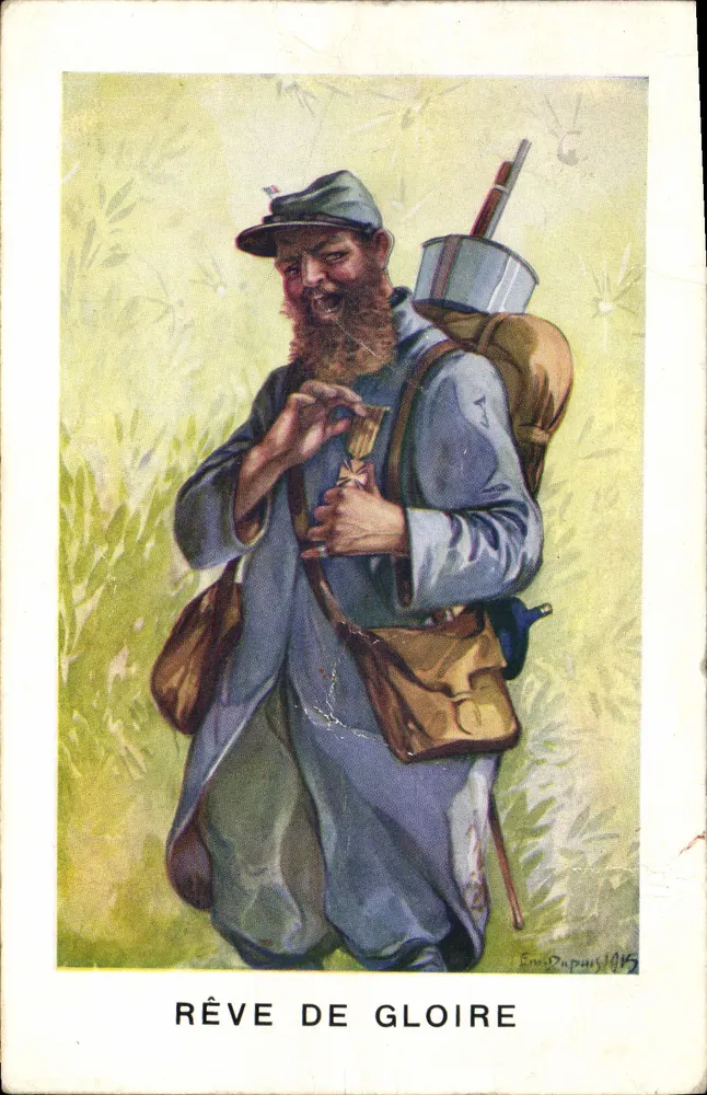 Soldado em uniforme — sonho de glória — Émile Dupuis 1915 - Frente