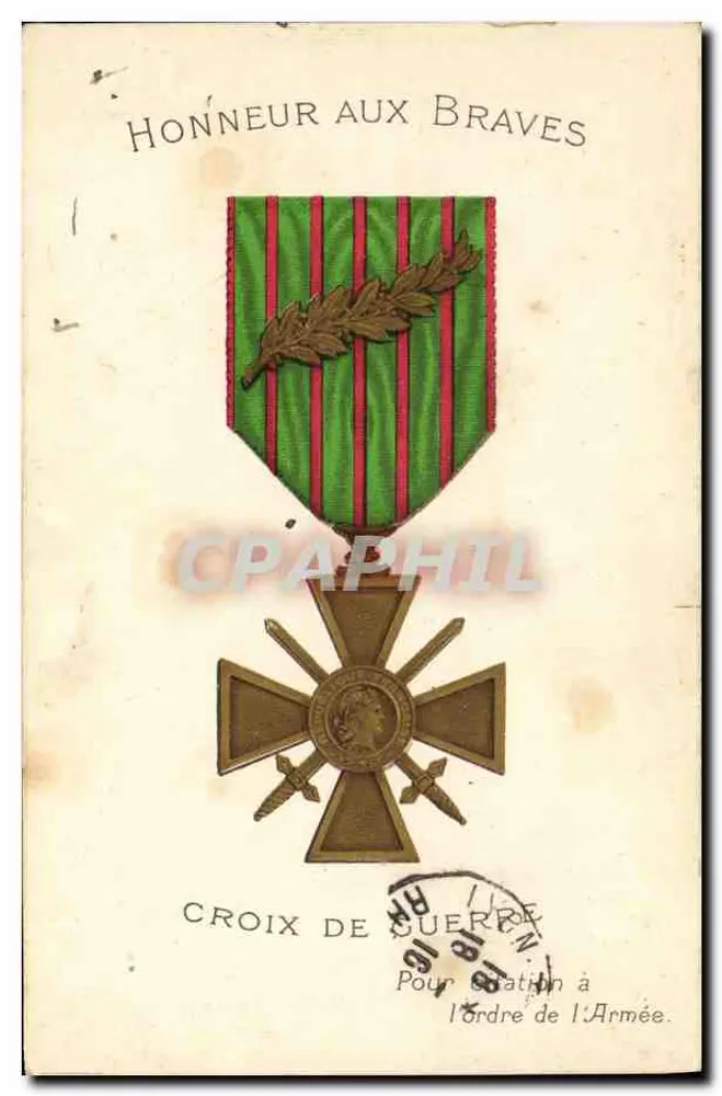 Kriegskreuz — Ehre den Tapferen — Verlag La Litho Parienne - Vorderseite