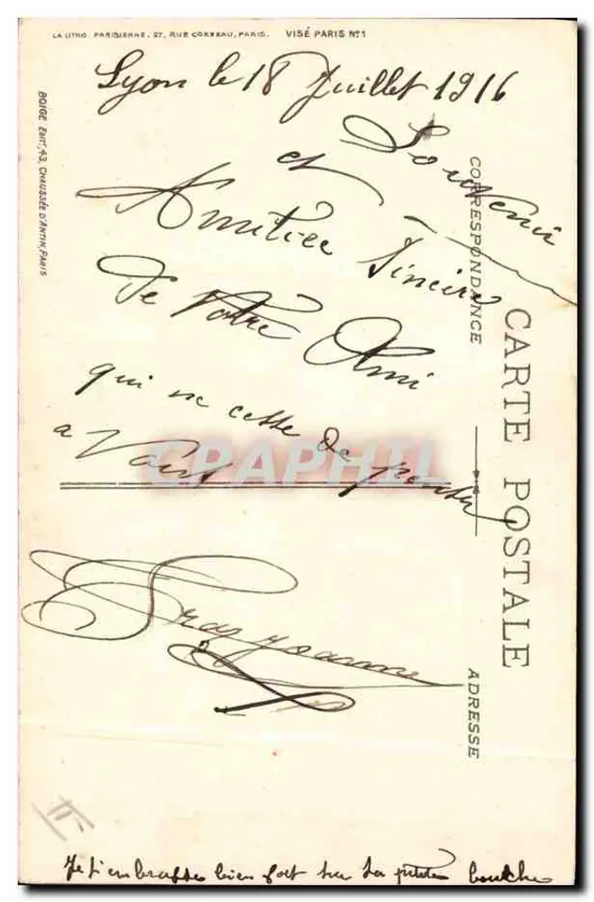 Kriegskreuz — Ehre den Tapferen — Verlag La Litho Parienne - Rückseite