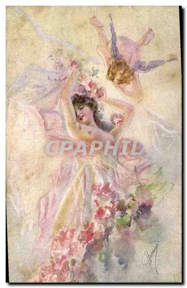 Dançarina e putto — ilustração artística — editada por Carolin Postale, Itália - Frente