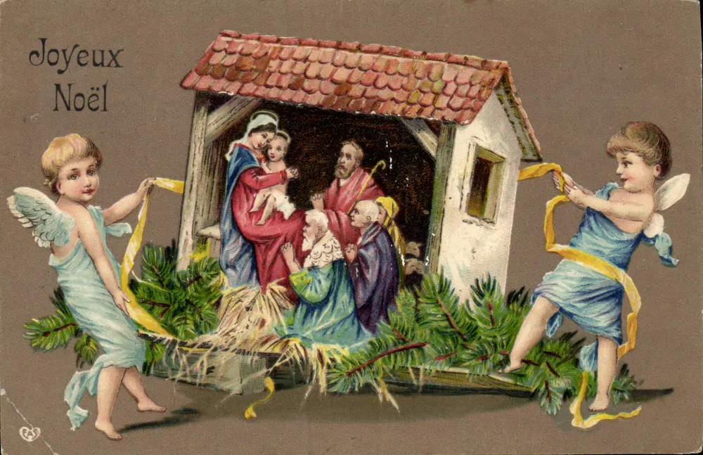 Berço de Natal — anjos e personagens — editor desconhecido - Frente