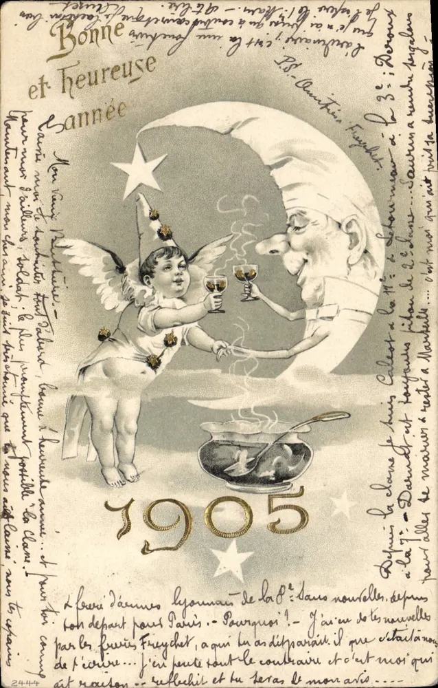 Lua e anjo festivo — 1905 — editor não identificado - Frente