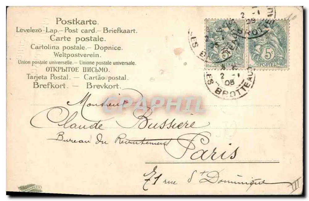 Lua e anjo festivo — 1905 — editor não identificado - Verso